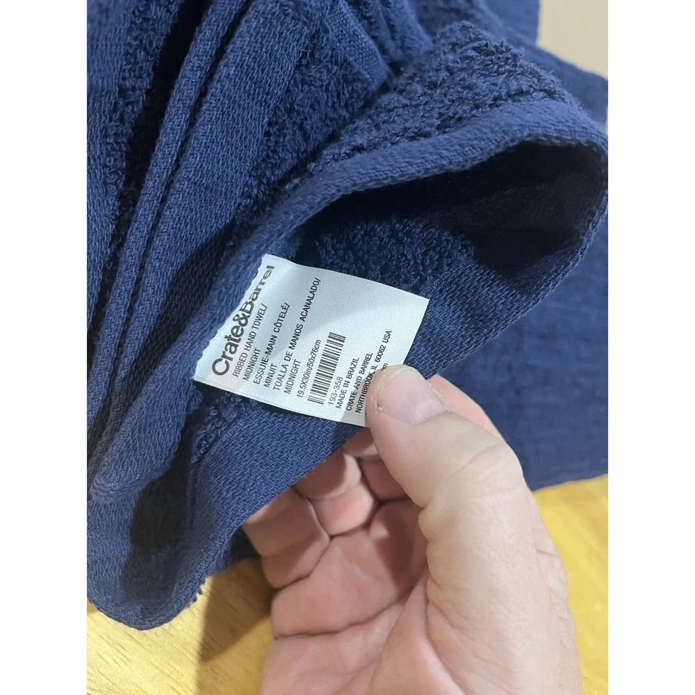 Crate And Barrel Ribbed Hand Towels Midnight‎ Blue Navy Set Of 6